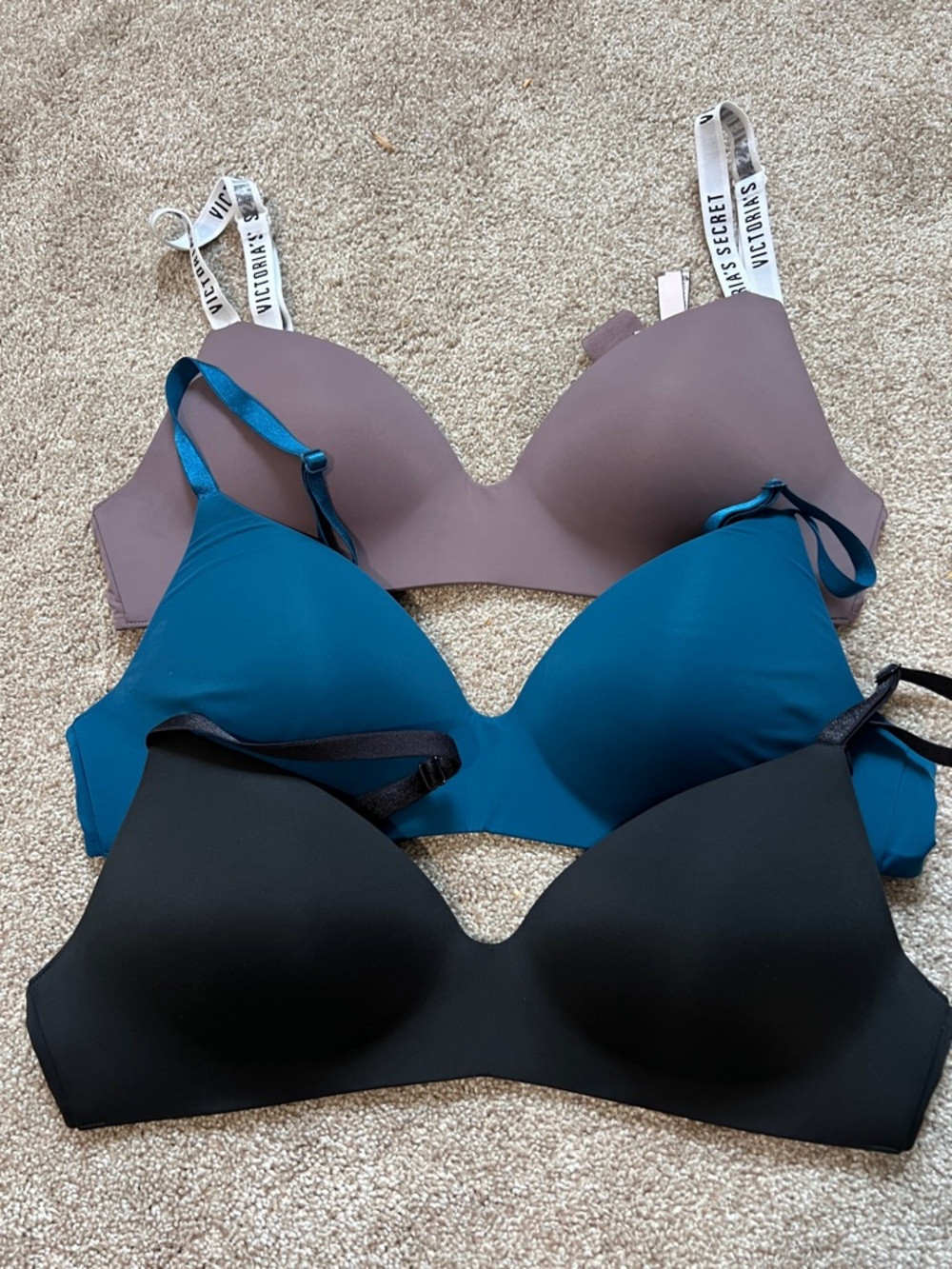 Victoria's Secret T-Shirt Bras in Black, Teal, Mauve
